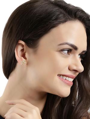 white metal studs earring - 16330832 - Standard Image - 3
