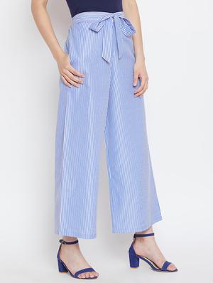 tie front striped trousers - 16331105 - Standard Image - 2