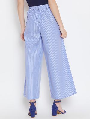 tie front striped trousers - 16331105 - Standard Image - 3