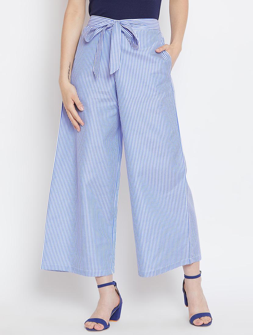 tie front striped trousers - 16331105 - Zoom Image - 1