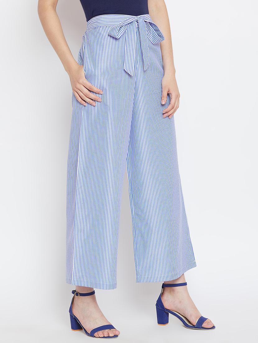 tie front striped trousers - 16331105 - Zoom Image - 2