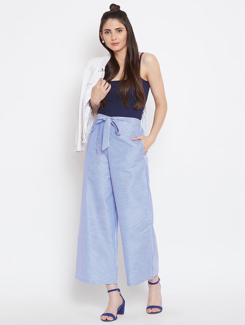 tie front striped trousers - 16331105 - Zoom Image - 4