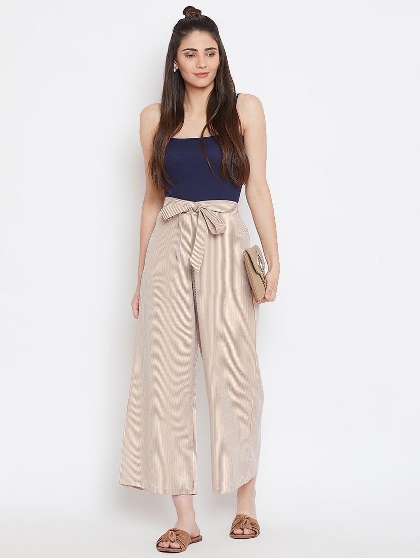 tie front striped trousers - 16331107 - Zoom Image - 4