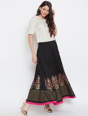 block printed flared skirt - 16331113 - Standard Image - 4
