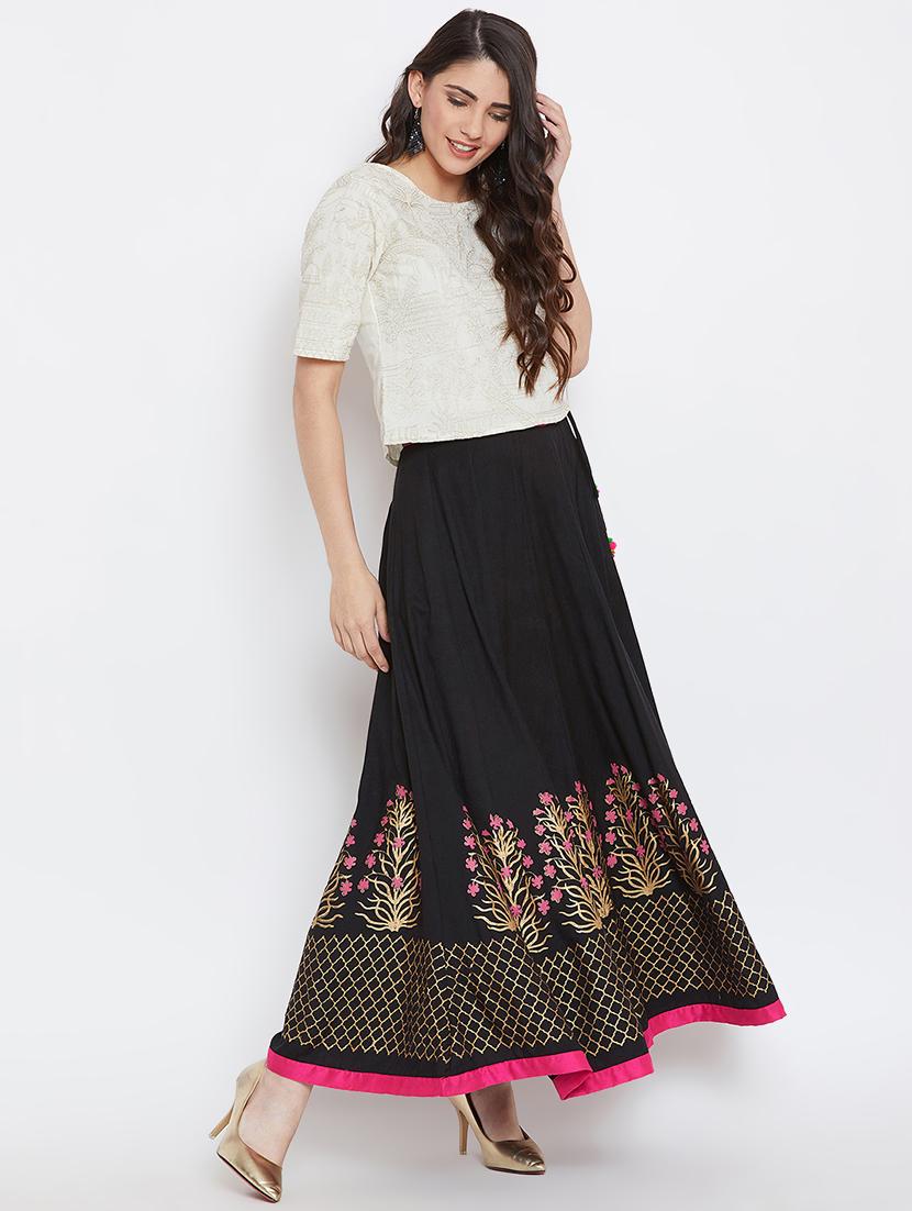 block printed flared skirt - 16331113 - Zoom Image - 4