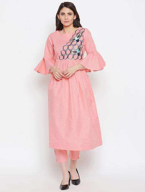 embroidered pastel kurta pant set - 16331191 - Standard Image - 1