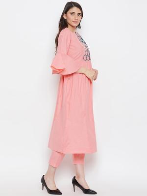 embroidered pastel kurta pant set - 16331191 - Standard Image - 2