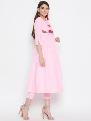 embroidered pastel kurta pant set - 16331194 - Standard Image - 2