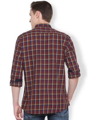 brown checkered casual shirt - 16331771 - Standard Image - 2