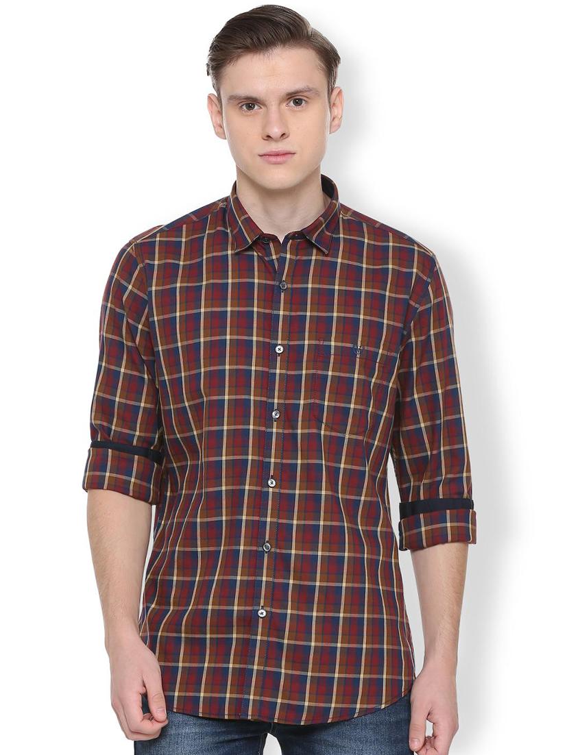 brown checkered casual shirt - 16331771 - Zoom Image - 1