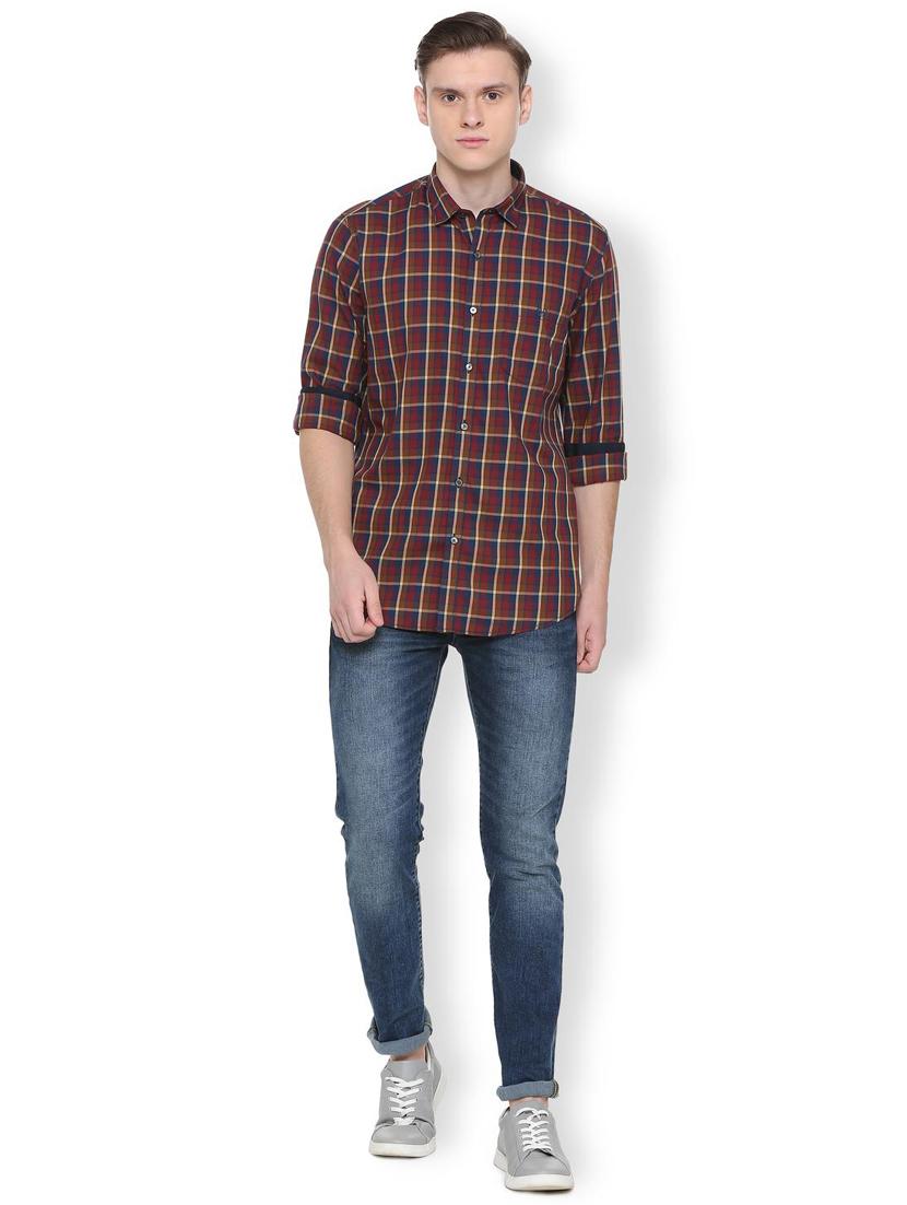 brown checkered casual shirt - 16331771 - Zoom Image - 3