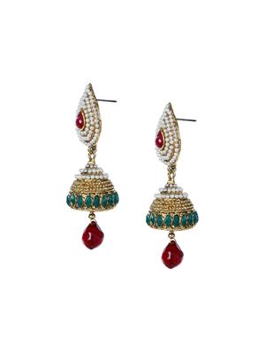 gold metal jhumka earring - 16332207 - Standard Image - 2