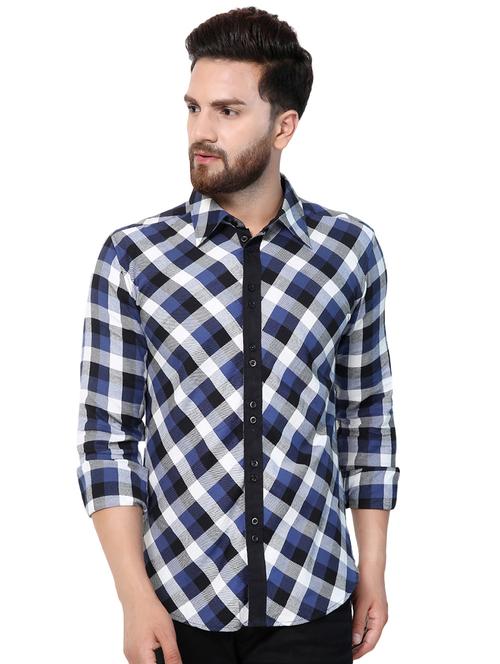blue checkered casual shirt - 16332324 - Standard Image - 1