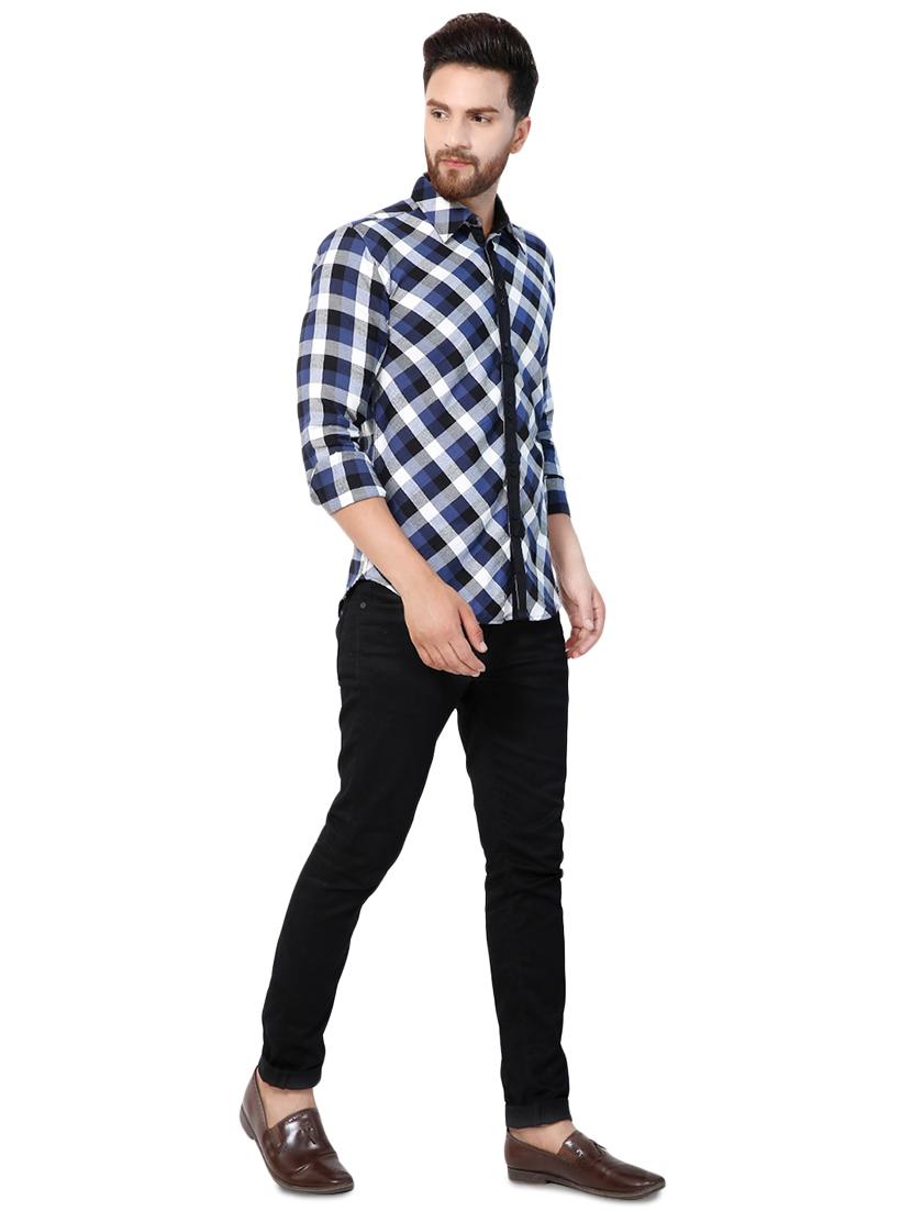 blue checkered casual shirt - 16332324 - Zoom Image - 4