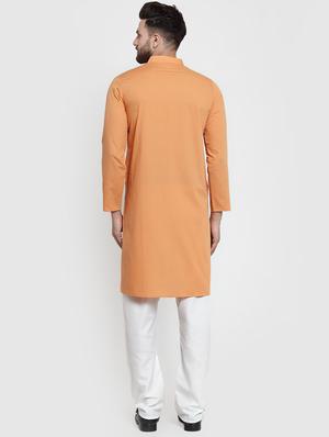 orange solid asymmetric kurta - 16332330 - Standard Image - 3