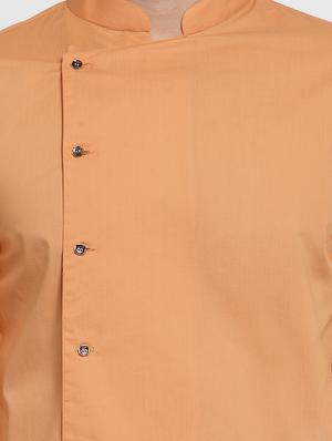 orange solid asymmetric kurta - 16332330 - Standard Image - 4