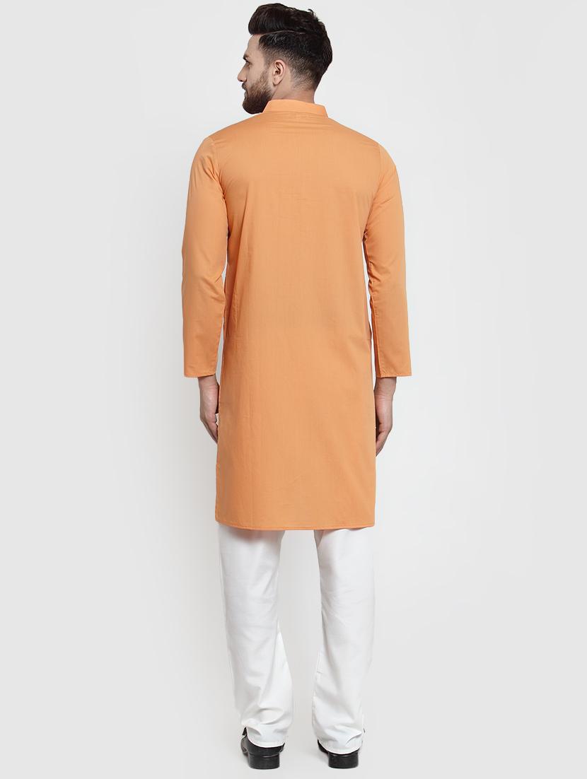orange solid asymmetric kurta - 16332330 - Zoom Image - 3