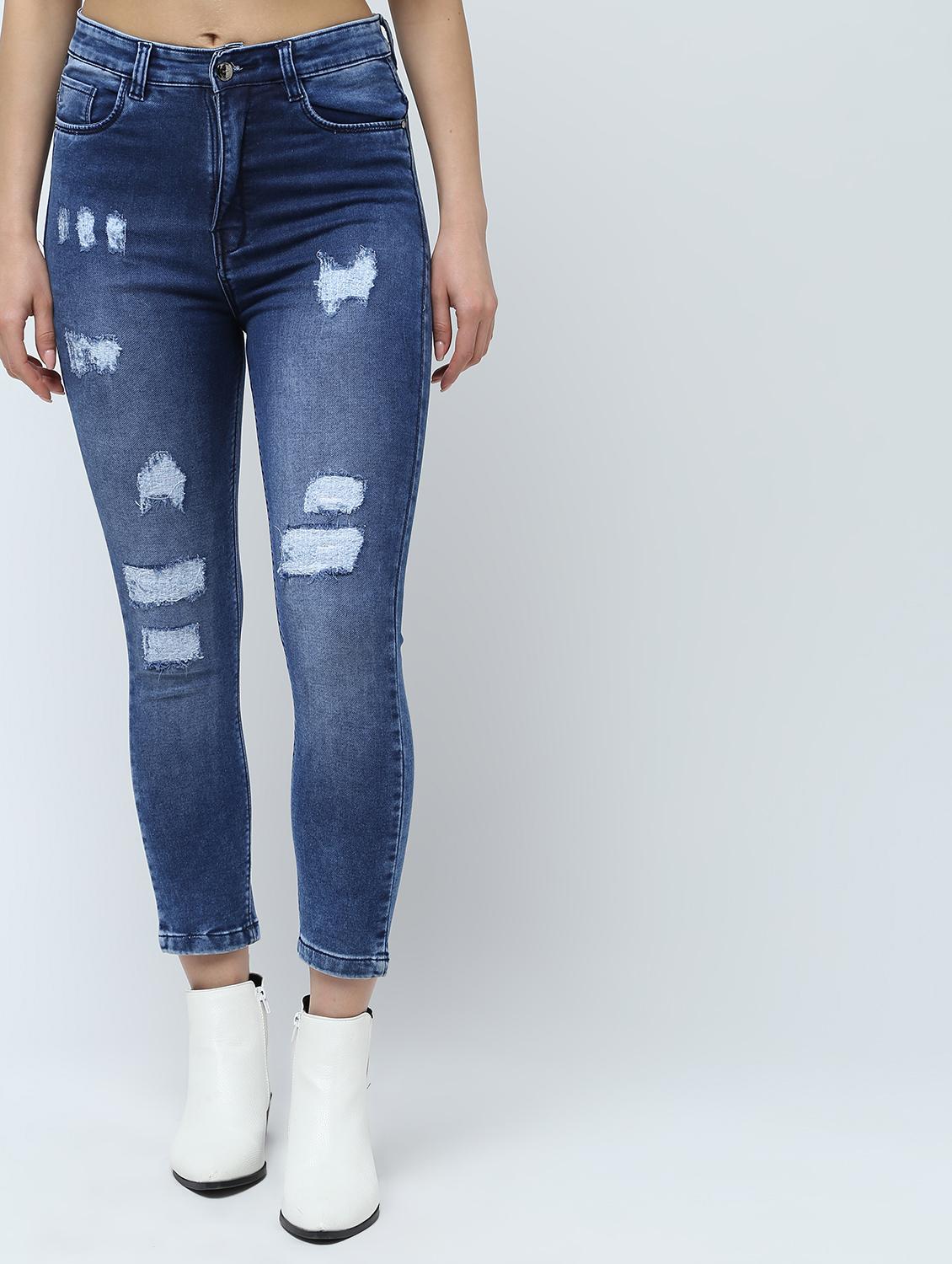 high rise distressed jeans - 16332357 - Zoom Image - 1