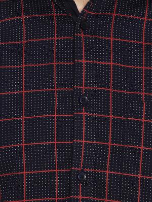 navy blue checkered casual shirt - 16332386 - Standard Image - 5