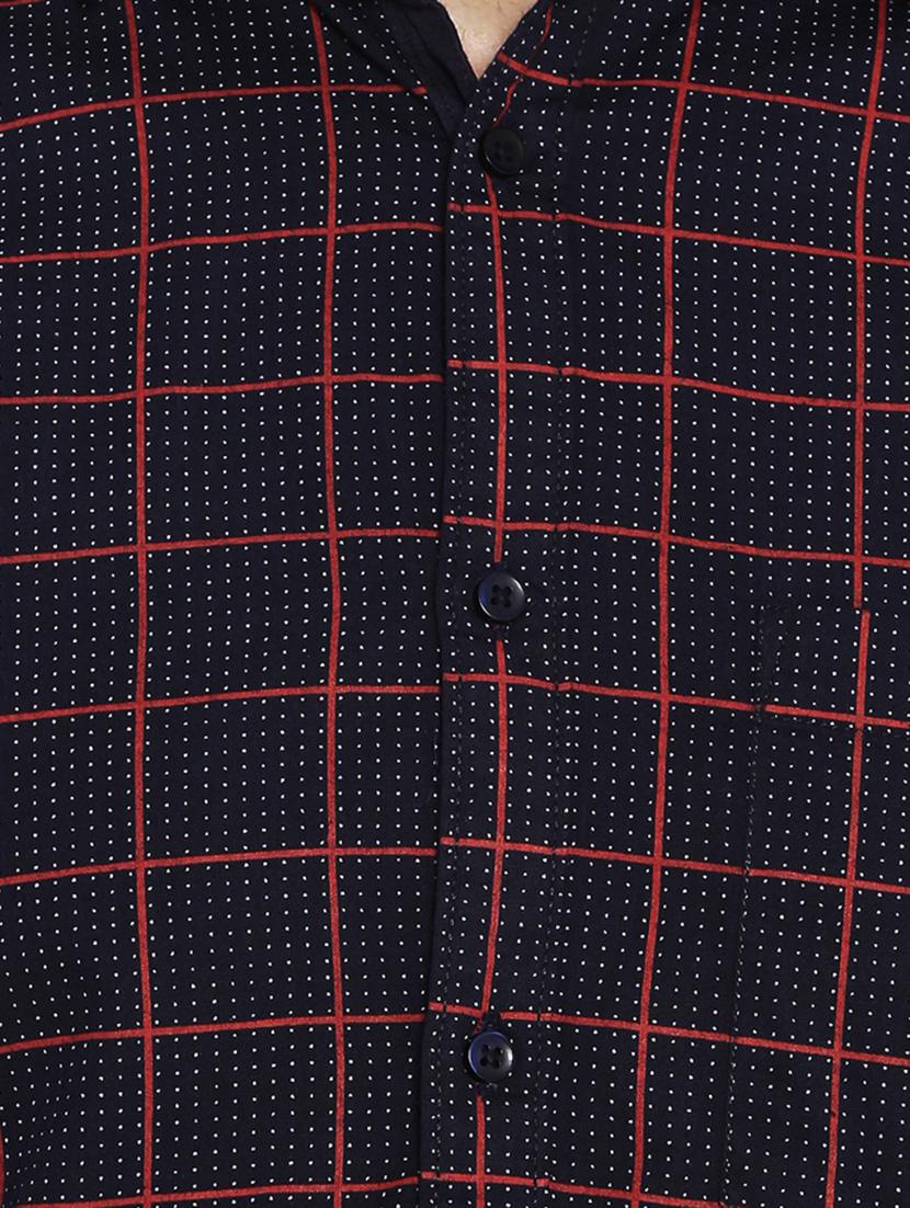 navy blue checkered casual shirt - 16332386 - Zoom Image - 5