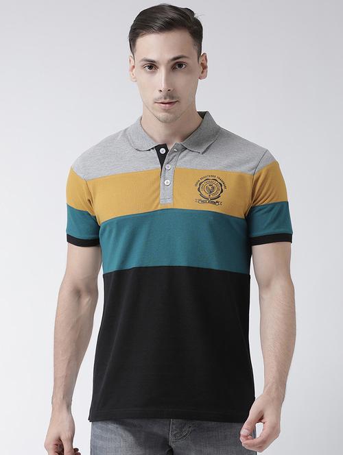 black color block polo t-shirt - 16332601 - Standard Image - 1