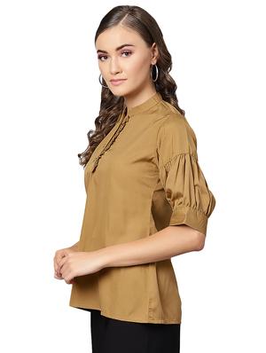 button detail frill trim solid top - 16332741 - Standard Image - 2