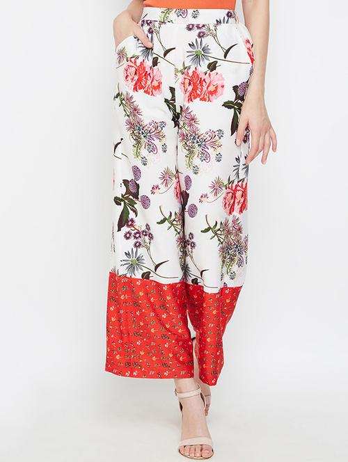 high rise floral wide leg trouser - 16332802 - Standard Image - 1