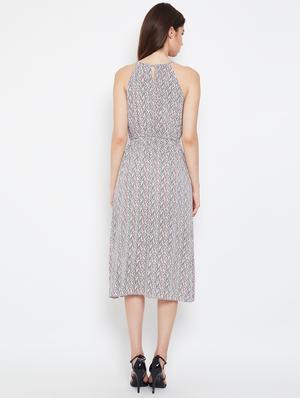 tie up neck side slit a-line dress - 16332833 - Standard Image - 3