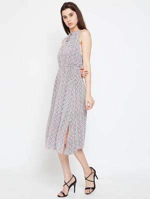 tie up neck side slit a-line dress - 16332833 - Standard Image - 4