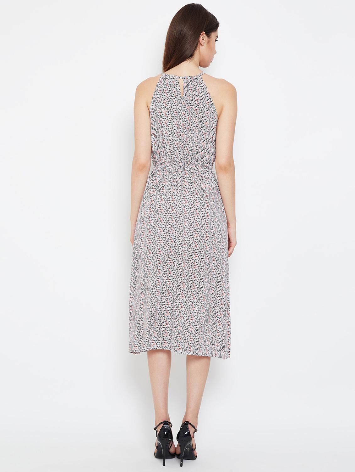 tie up neck side slit a-line dress - 16332833 - Zoom Image - 3