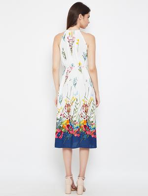tie up neck side slit a-line dress - 16332834 - Standard Image - 3