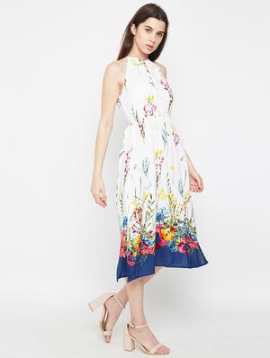 tie up neck side slit a-line dress - 16332834 - Standard Image - 4