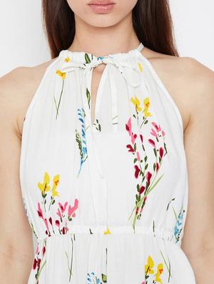 tie up neck side slit a-line dress - 16332834 - Standard Image - 5