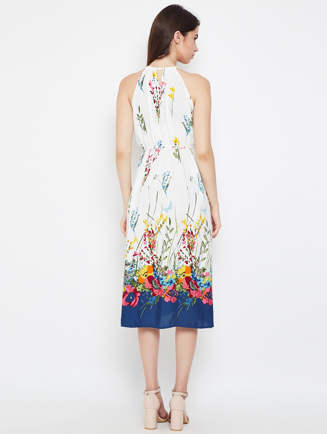 tie up neck side slit a-line dress - 16332834 - Zoom Image - 3