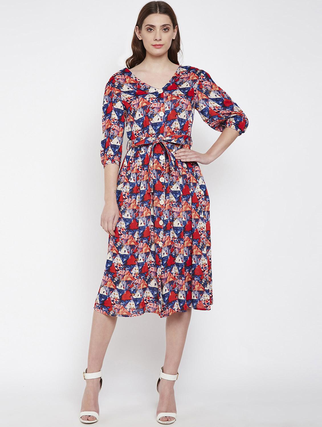 tie front button up aline dress - 16332847 - Zoom Image - 1