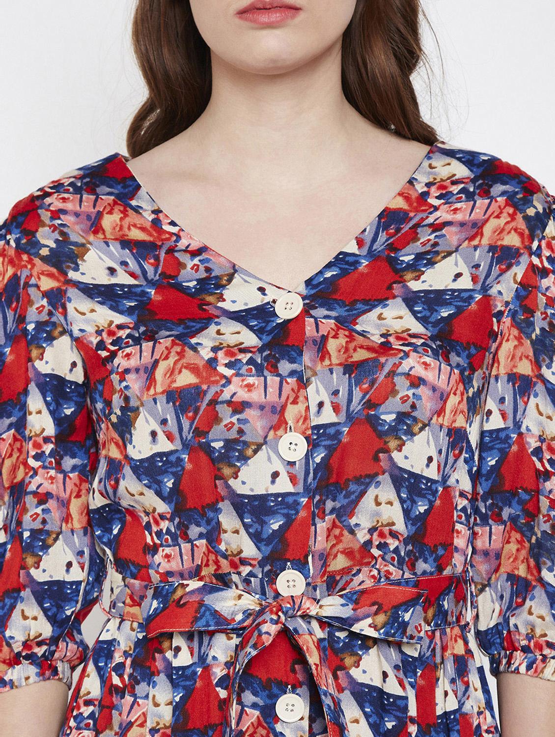 tie front button up aline dress - 16332847 - Zoom Image - 5
