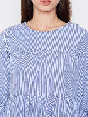 bell sleeved striped a-line dress - 16332855 - Standard Image - 5