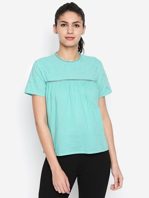 lace trim embroidered top - 16333031 - Standard Image - 1