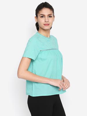 lace trim embroidered top - 16333031 - Standard Image - 2