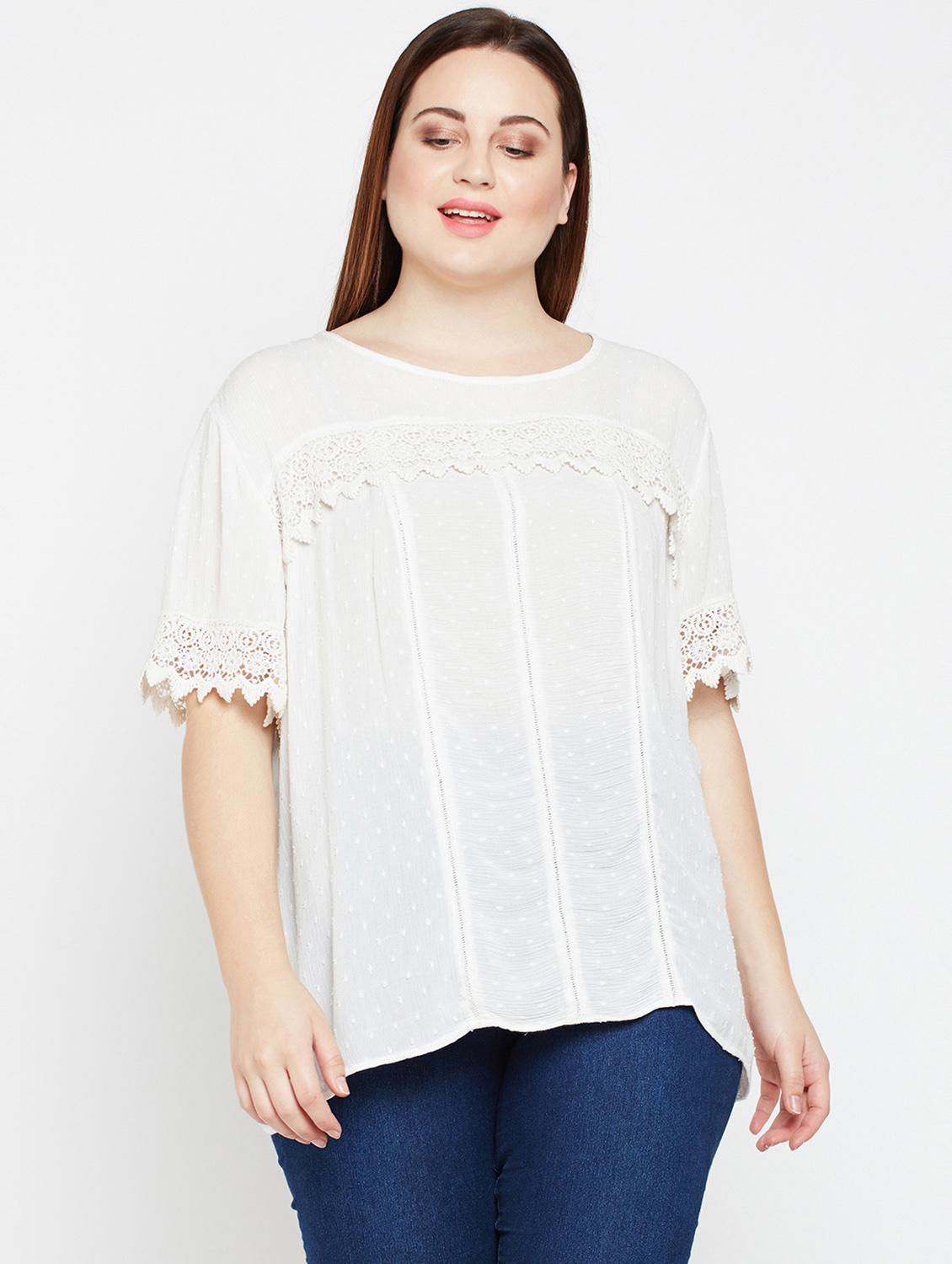 tie back lace detail plus top - 16333042 - Zoom Image - 1