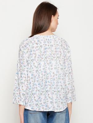 mandarin neck gathered top - 16333066 - Standard Image - 3