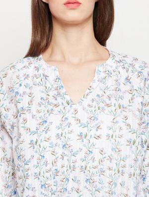 mandarin neck gathered top - 16333066 - Standard Image - 5