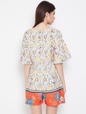 drop shoulder floral romper - 16333110 - Standard Image - 3