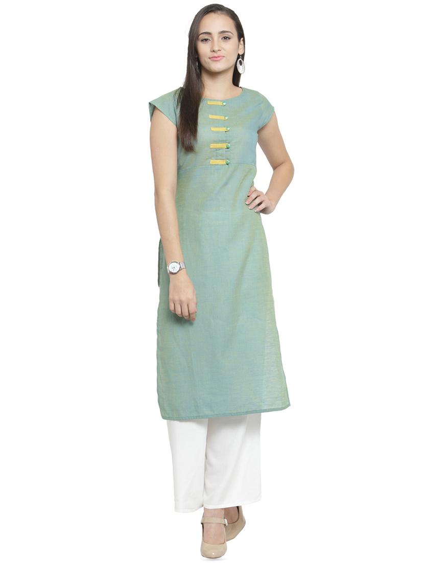 solid straight kurta - 16333180 - Zoom Image - 1