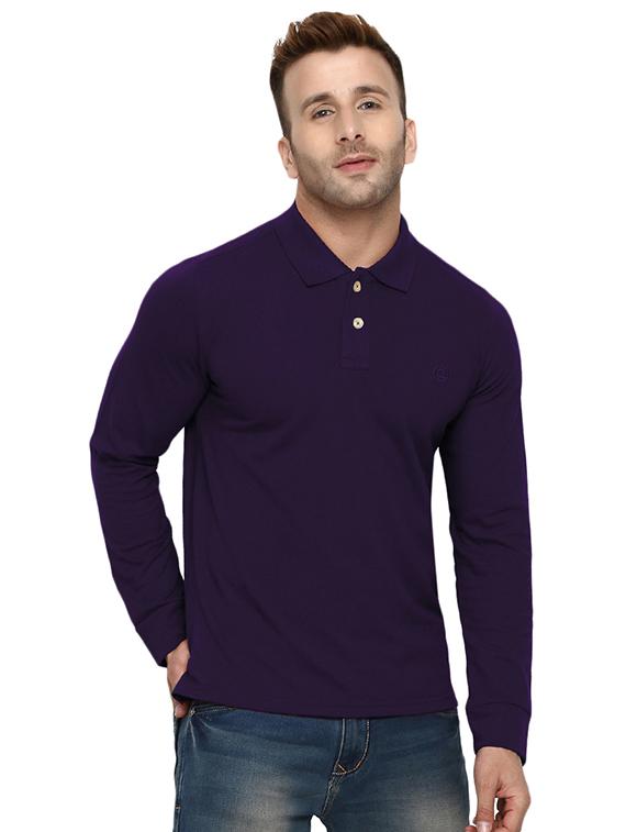 purple solid polo tshirt - 16333367 - Zoom Image - 1