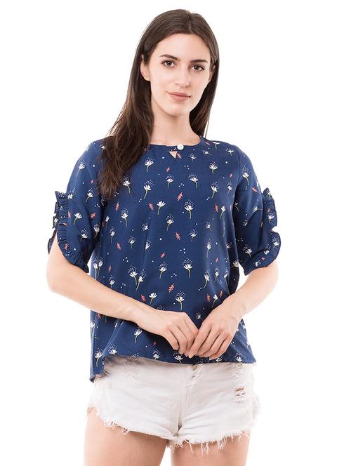ruffle trim floral top - 16333398 - Standard Image - 1