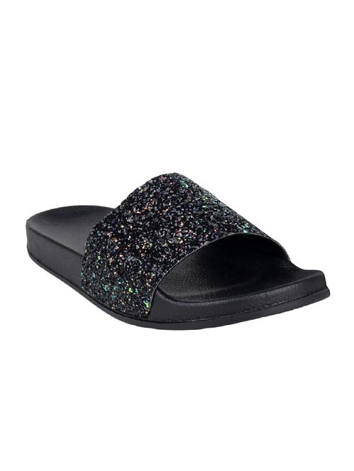 black slip on slides - 16333447 - Standard Image - 1