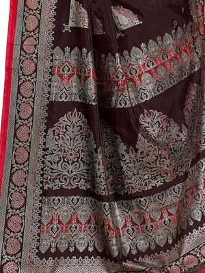 foil printed saree with blouse - 16333792 - Standard Image - 3