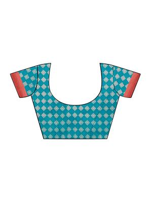 foil printed saree with blouse - 16333796 - Standard Image - 2