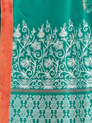 foil printed saree with blouse - 16333796 - Standard Image - 3
